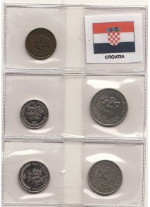 CROAZIA set monete circolate da  10 - 20 - 50  Lipa + 1 - 2 Kune anni vari